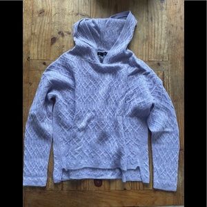 Bloomingdale’s Aqua Hooded Sweater 100% Cashmere cropped Lilac size S